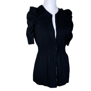 INC International Concepts Black Cardigan Sweater Puff Sleeves Slouchy sz M